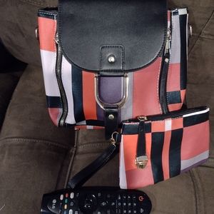 Matching Plaid Backpack And Clutch